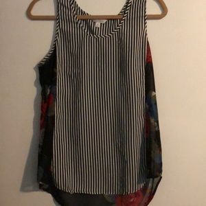 Sheer rose pattern and stripe tank
